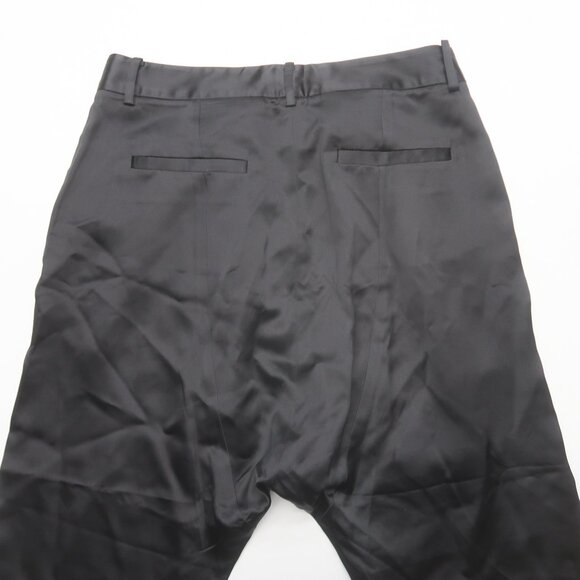 Nili Lotan Silk Satin Paris Pants Size 4 Black Drop Crotch Trousers - Picture 7 of 13